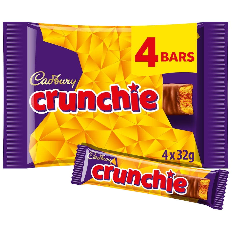 Cadbury Crunchie Chocolate Bar 4 Pack Multipack 128g