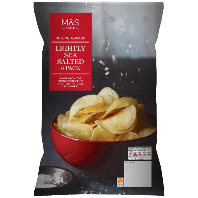 M&S Lightly Sea Salted Crisps 6 x 25g