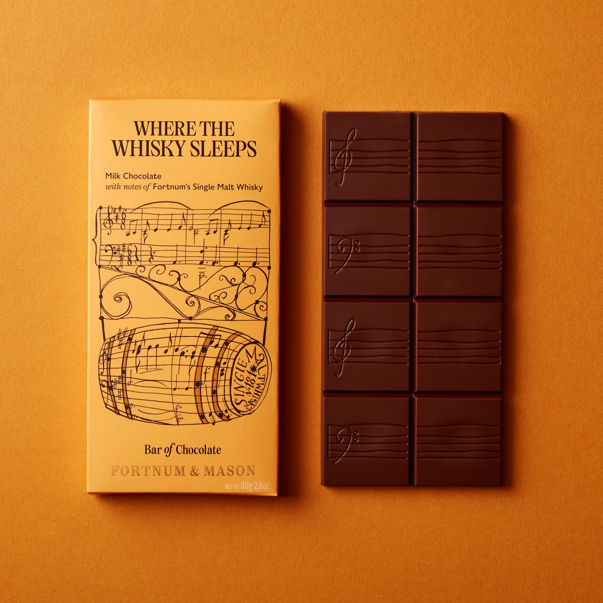 Fortnum & Mason Milk Chocolate Single Malt Whisky Caramel Filled Bar 80g