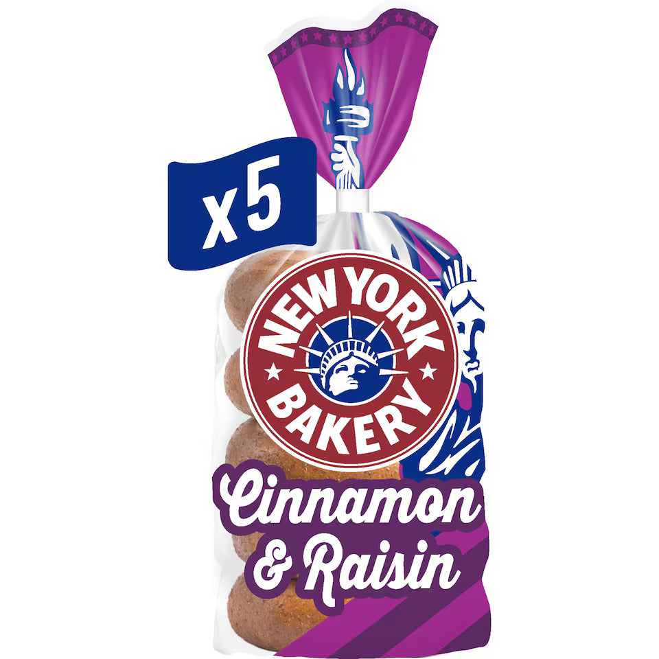 New York Bakery Co. 5 Cinnamon & Raisin Bagels 340g