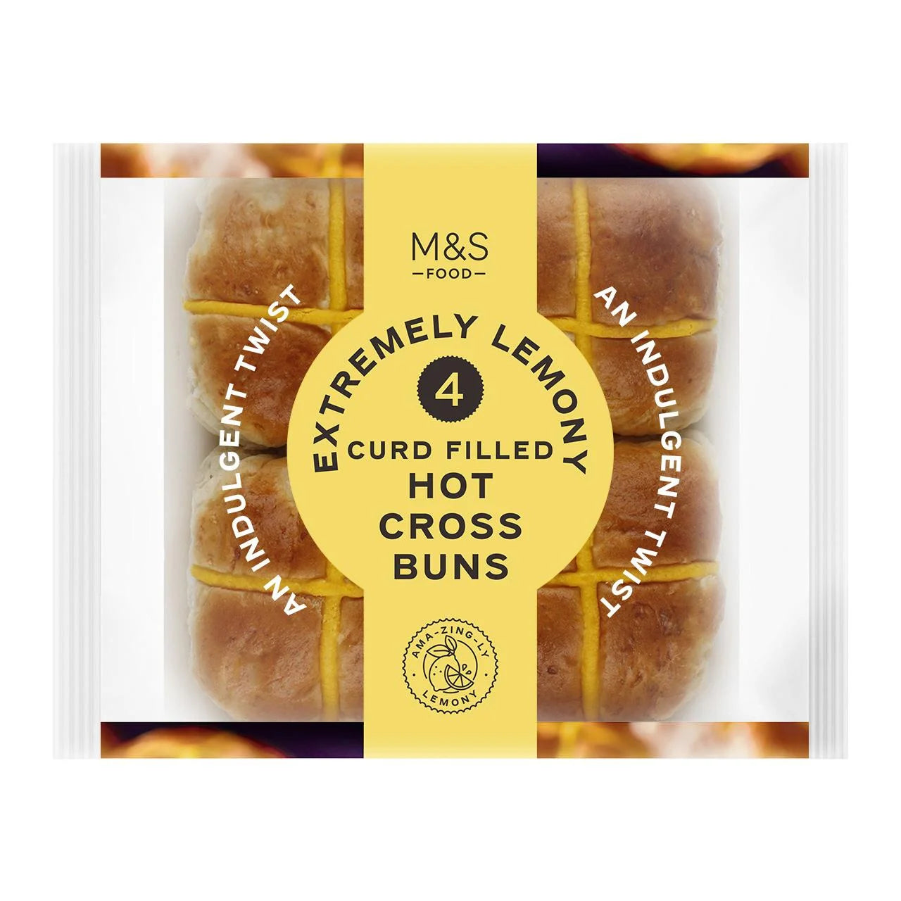 M&S 4 Extremely Lemony Curd Filled Hot Cross Buns