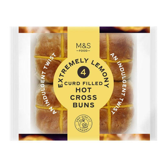 M&S 4 Extremely Lemony Curd Filled Hot Cross Buns