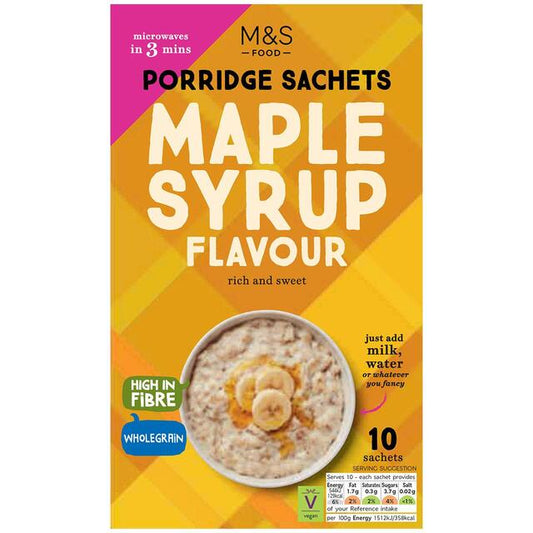 M&S Maple Syrup Flavour Porridge Sachets 10x36g