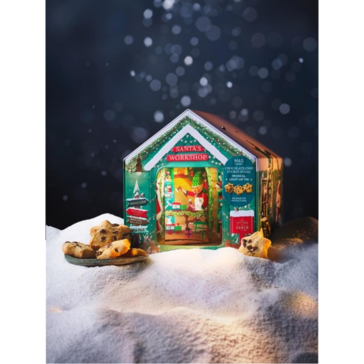 M&S Santas Workshop Musical Light Up Tin 400g