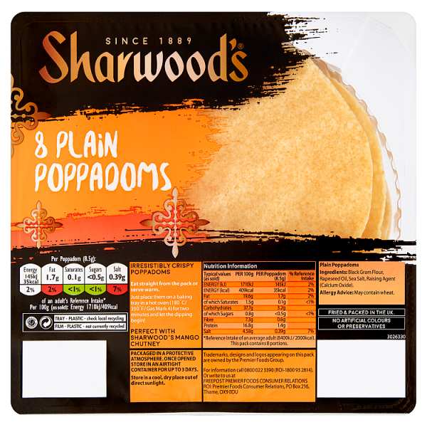 Sharwood's 8 Puppodums Plain